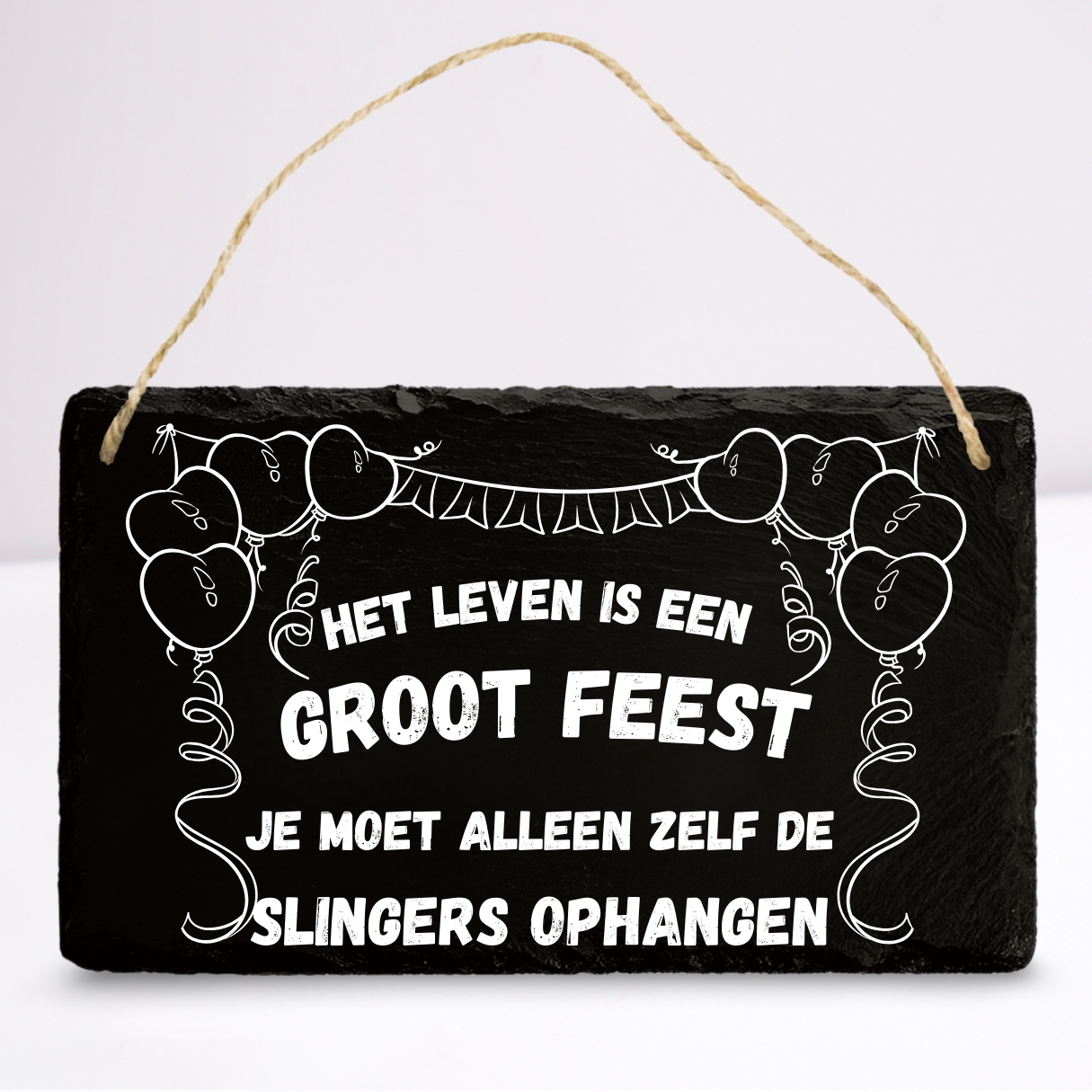 Het leven is een groot feest | Leistenen wandbordje